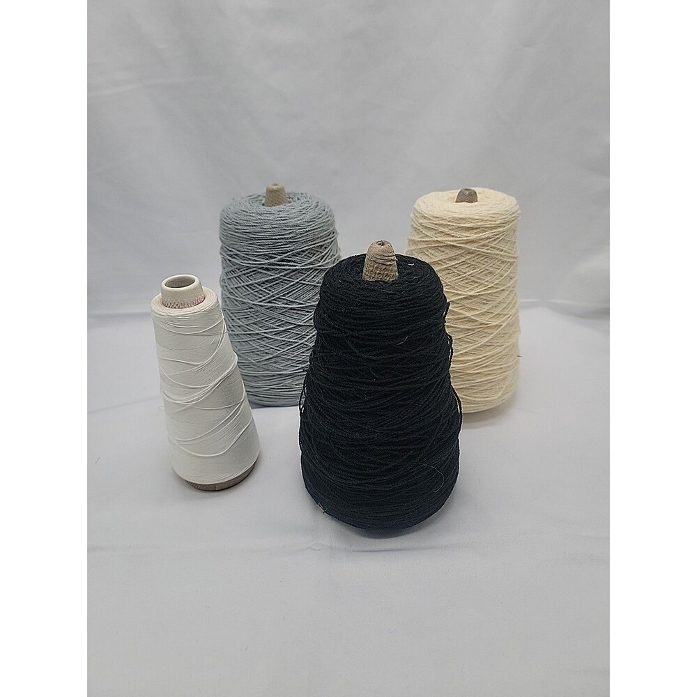 Vintage Wool And Cotton Yarn Cone Lot Various Colors